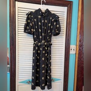 Chic Black Polka Dot Midi Dress